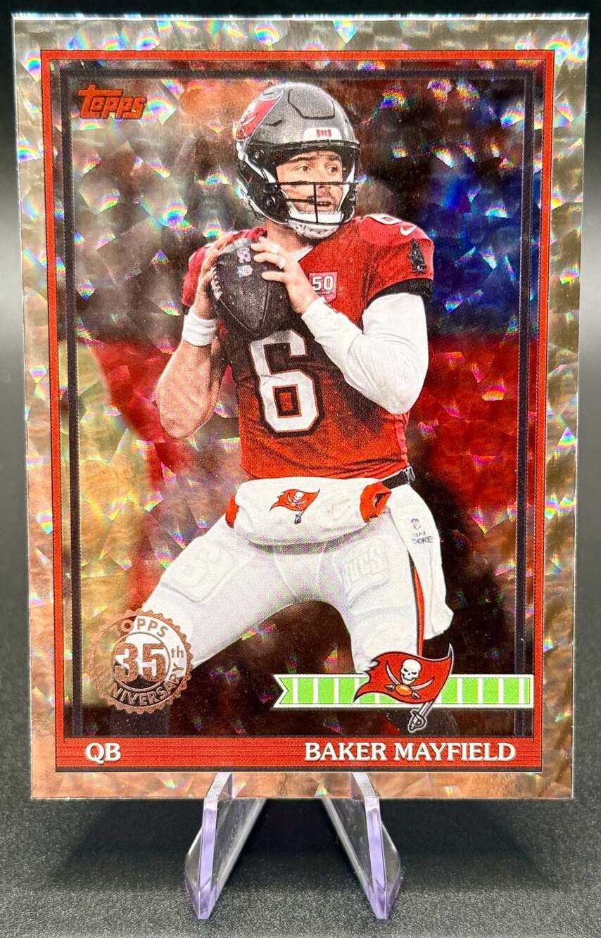 Baker Mayfield 2026 Topps Flagship 1991 Topps 35th Anniversary Cracked Foil Card
